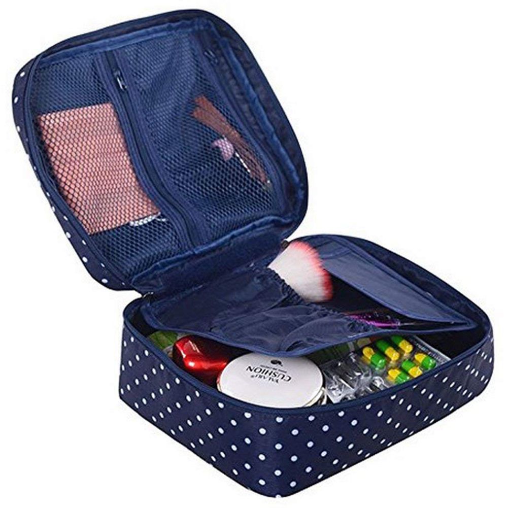 Travel Cosmetic Bag Printed Multifunction Portable Toiletry Bag Cosmetic Makeup Pouch Case Organizer for Travel (Navy Cir - ebowsos