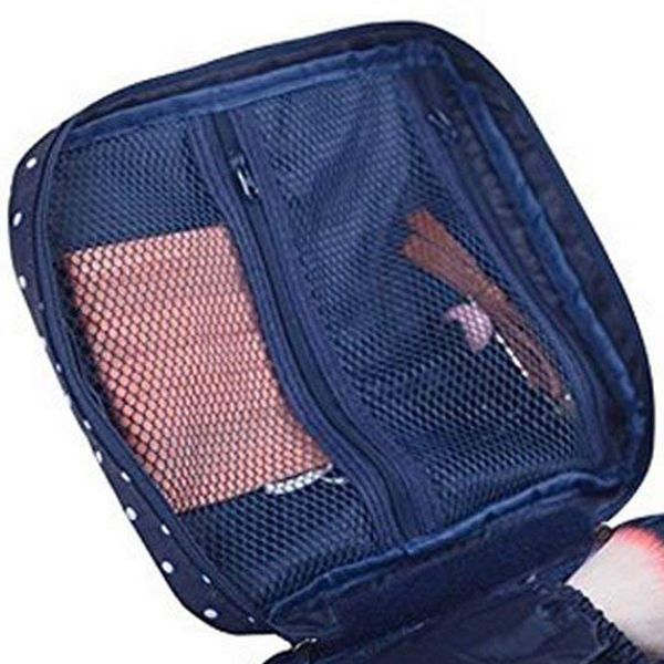 Travel Cosmetic Bag Printed Multifunction Portable Toiletry Bag Cosmetic Makeup Pouch Case Organizer for Travel (Navy Cir - ebowsos