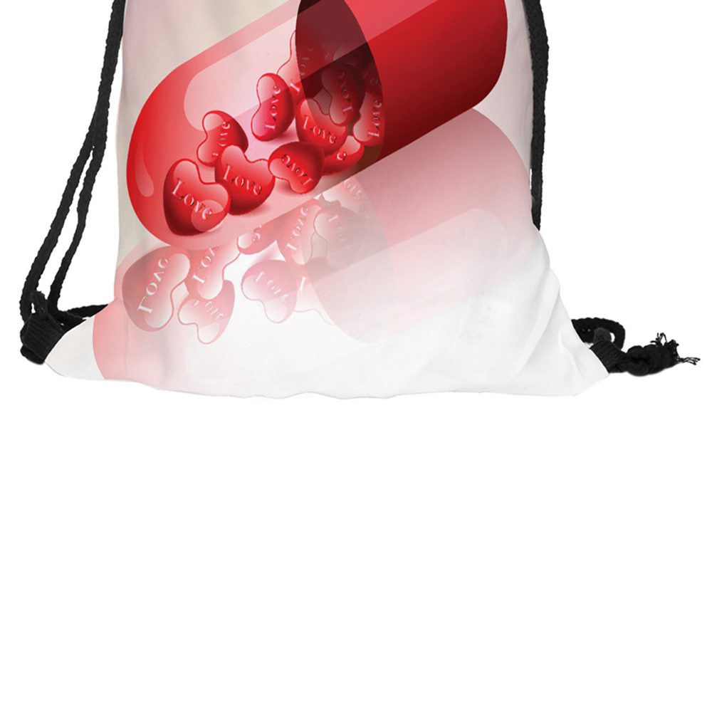 Valentine's Day Digital Print Bundle Backpack bag with rope backpack With English "LOVE" heart / capsule - ebowsos