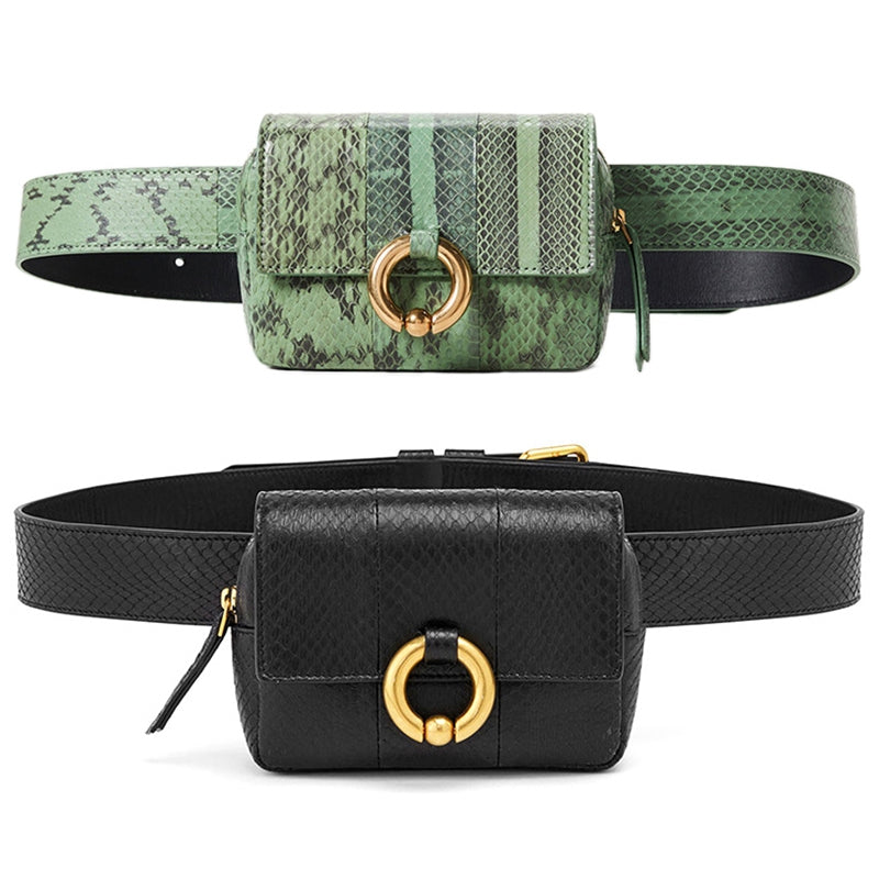 Vogue Design Waist Bags Fanny Pack For Women High-End Leather Serpentine Lady Belt Bags Phone Bag Handy Bum Bag - ebowsos