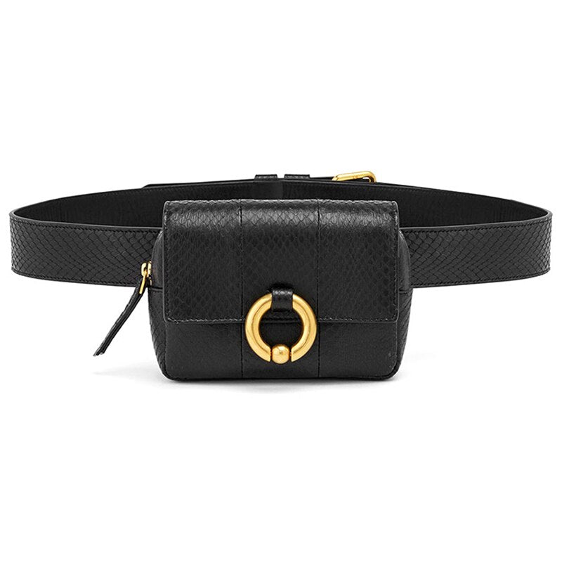 Vogue Design Waist Bags Fanny Pack For Women High-End Leather Serpentine Lady Belt Bags Phone Bag Handy Bum Bag - ebowsos