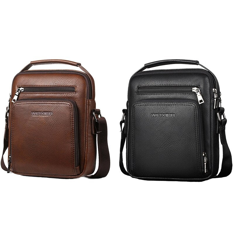 WEIXIER Casual Men Crossbody Bags Pu Leather Messenger Bag Designer Men Handbag Top Male Shoulder Bags - ebowsos