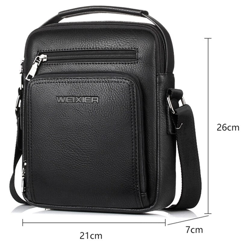 WEIXIER Casual Men Crossbody Bags Pu Leather Messenger Bag Designer Men Handbag Top Male Shoulder Bags - ebowsos