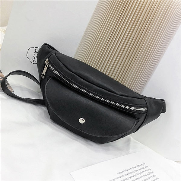 Waist Bag Female Belt Fashion Waterproof Chest Handbag Ladies Waist Pack Belly Bags Purse(Black) - ebowsos