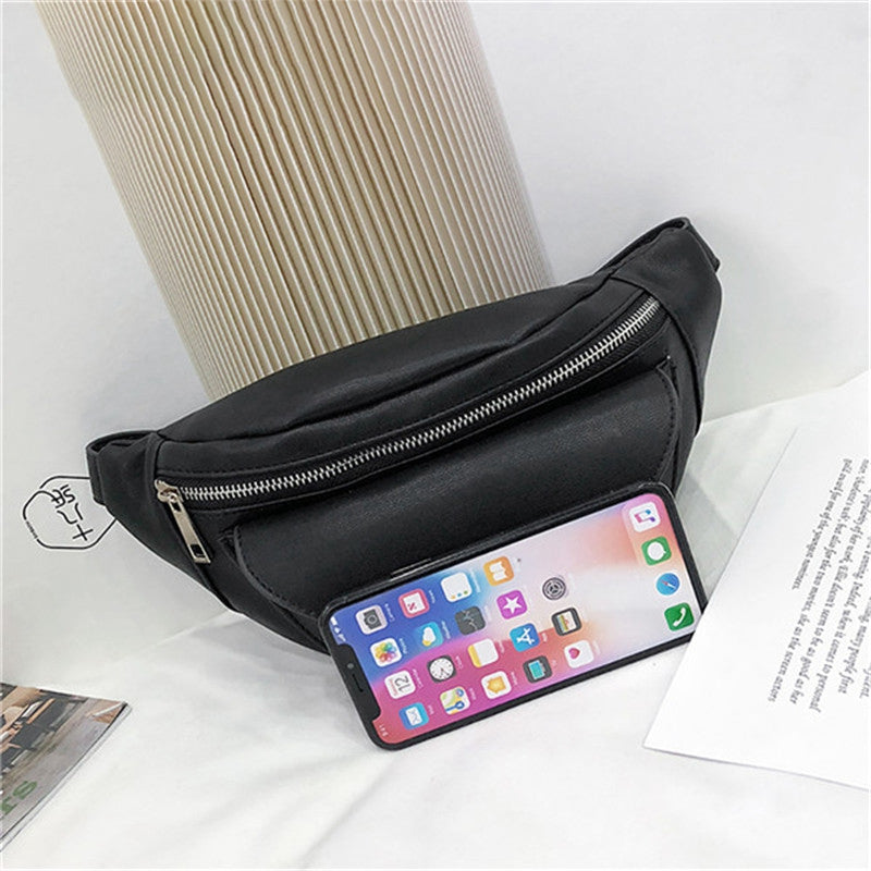 Waist Bag Female Belt Fashion Waterproof Chest Handbag Ladies Waist Pack Belly Bags Purse(Black) - ebowsos