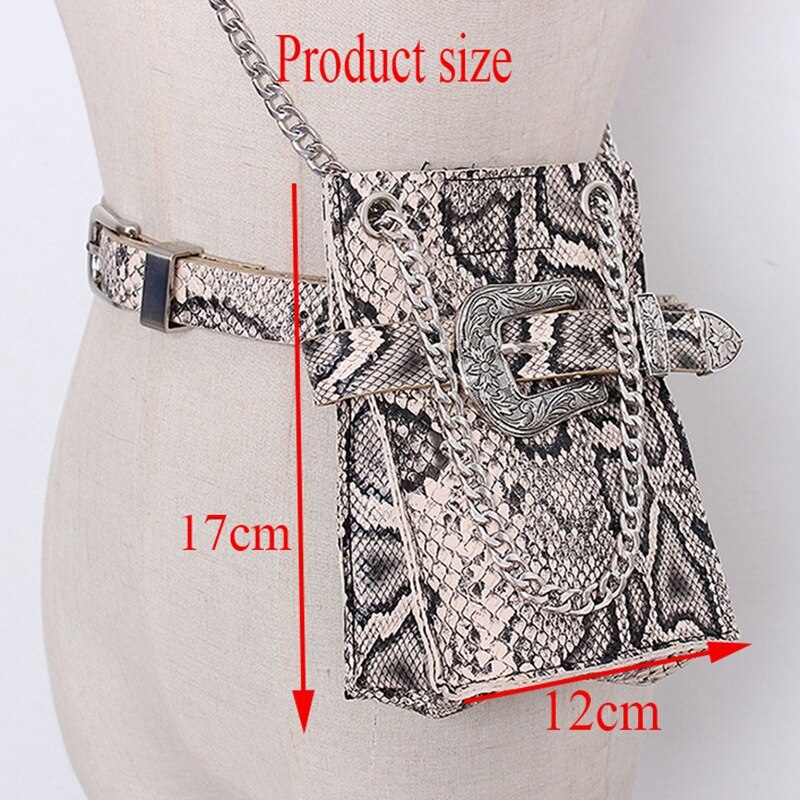 Waist Pack Women Serpentine Fanny Pack Leather Shoulder Bag Fashion Waist Belt Bag Women Small Phone Pouch Crossbody Bags - ebowsos