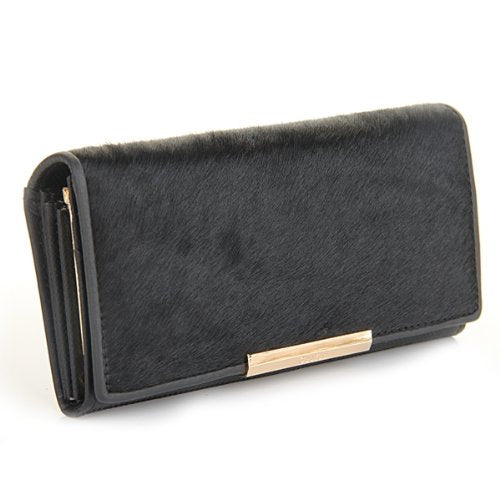 Wallet Women Wallet PU Leather Black Horse Fur - ebowsos