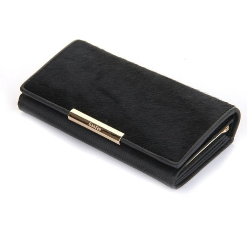 Wallet Women Wallet PU Leather Black Horse Fur - ebowsos