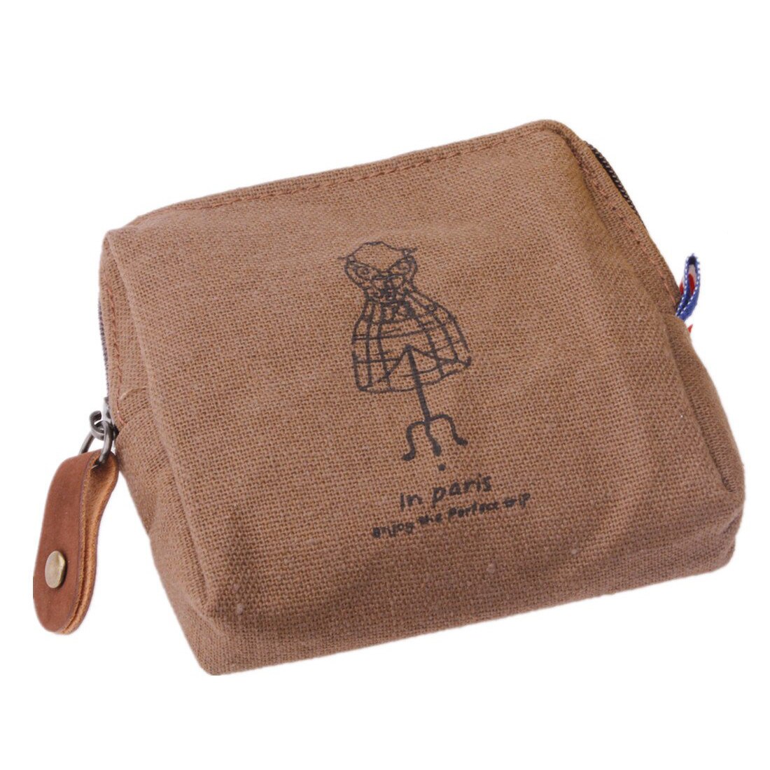 Woman girl Retro portable purse bag pouch for key card Wallet Brown - ebowsos