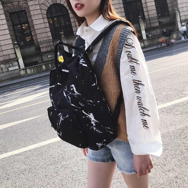 Women Backpack For Teenagers Girls Ladies Bags Marbling Backpack Female Computer Rucksack Schoolbag - ebowsos