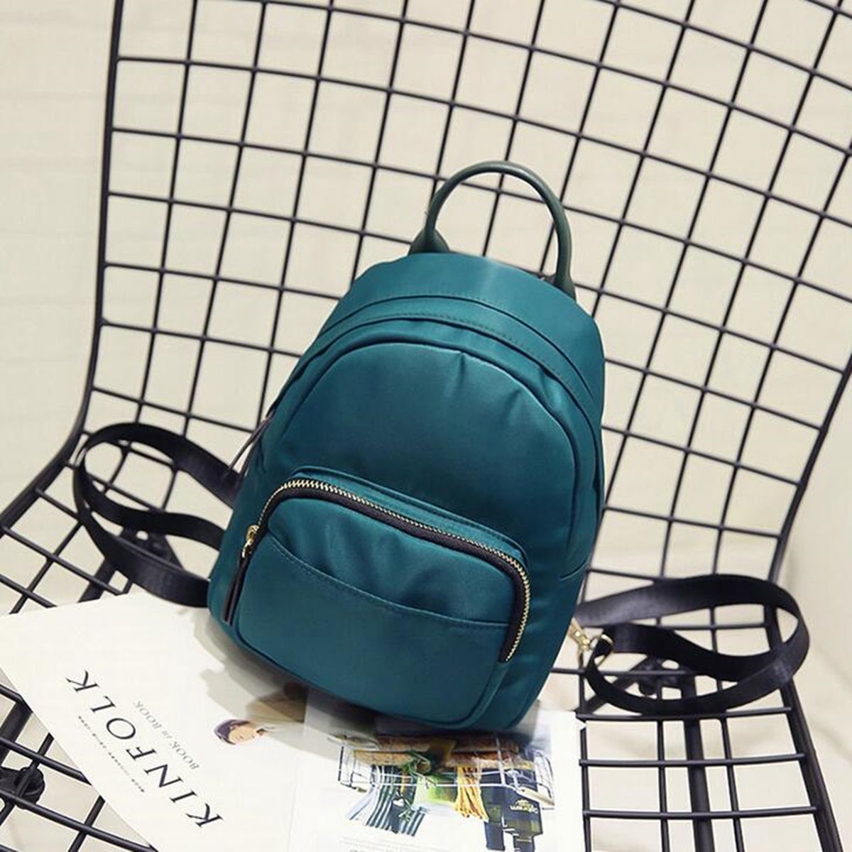 Women Backpack Nylon Shoulder School Travel Bag Small Casual Backpack(Blue) - ebowsos