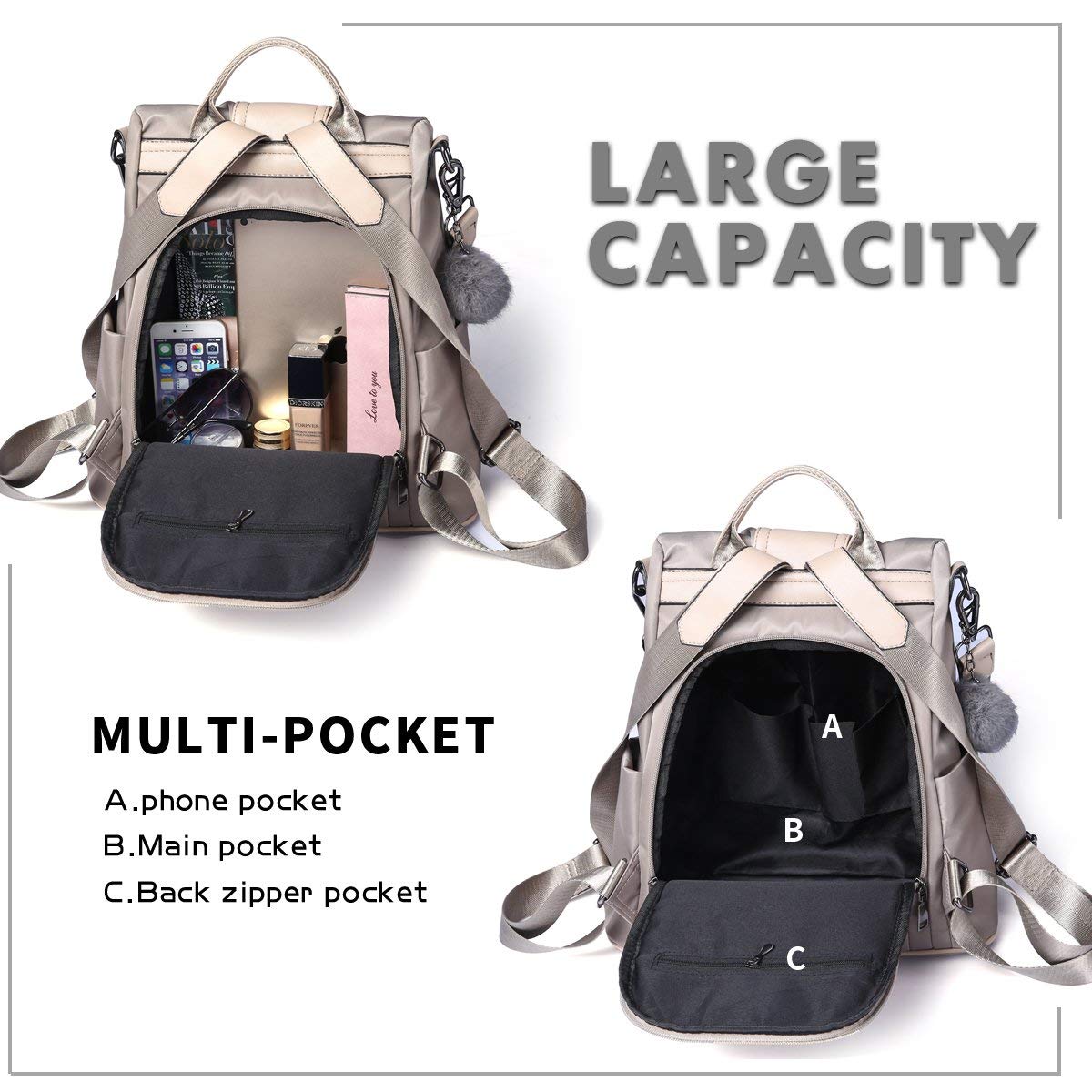 Women Backpack Purse Waterproof Anti-theft Rucksack Lightweight School Shoulder Bag - ebowsos