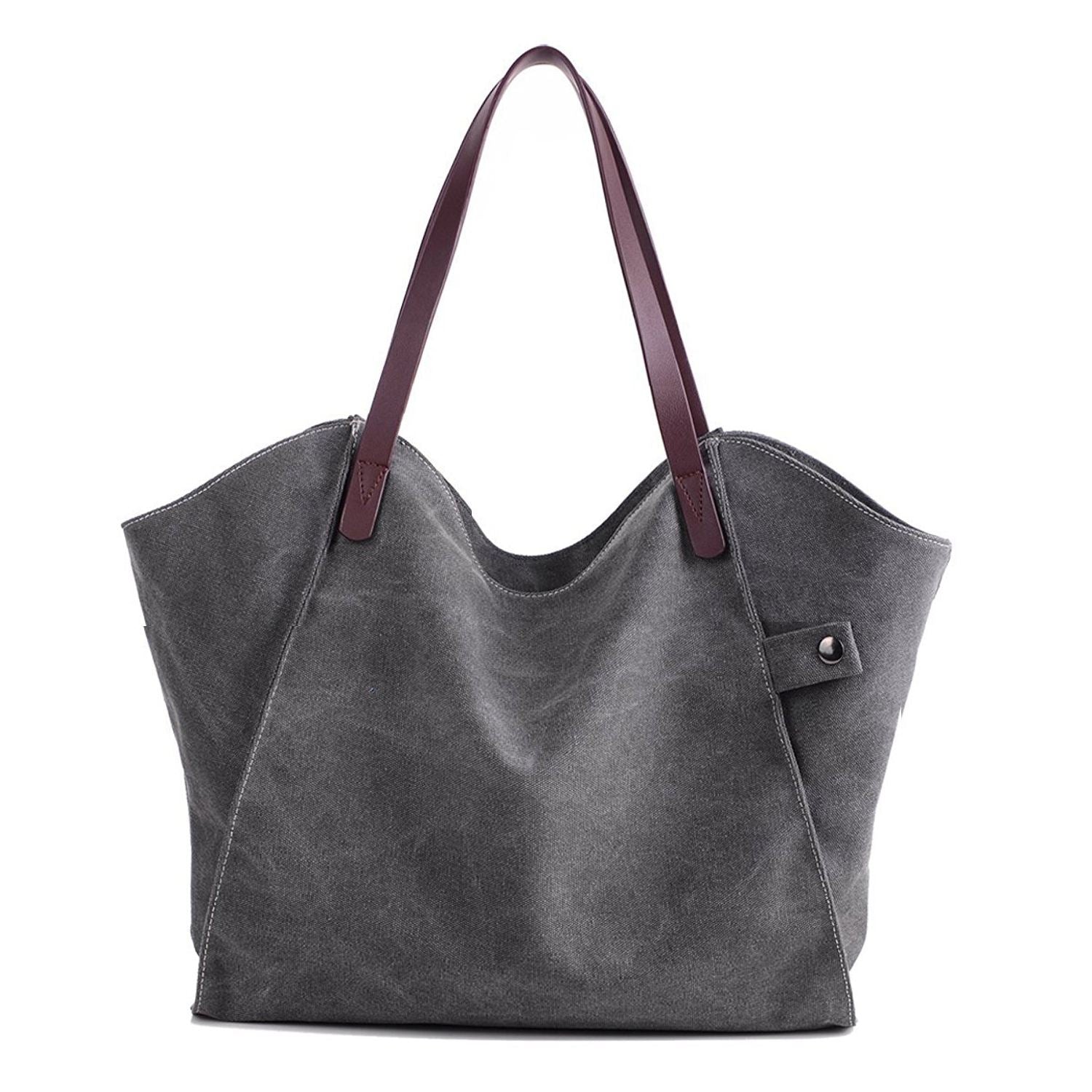 Women Canvas Shoulder Tote Bag Casual Simple Style Daily Bag Handbag - ebowsos