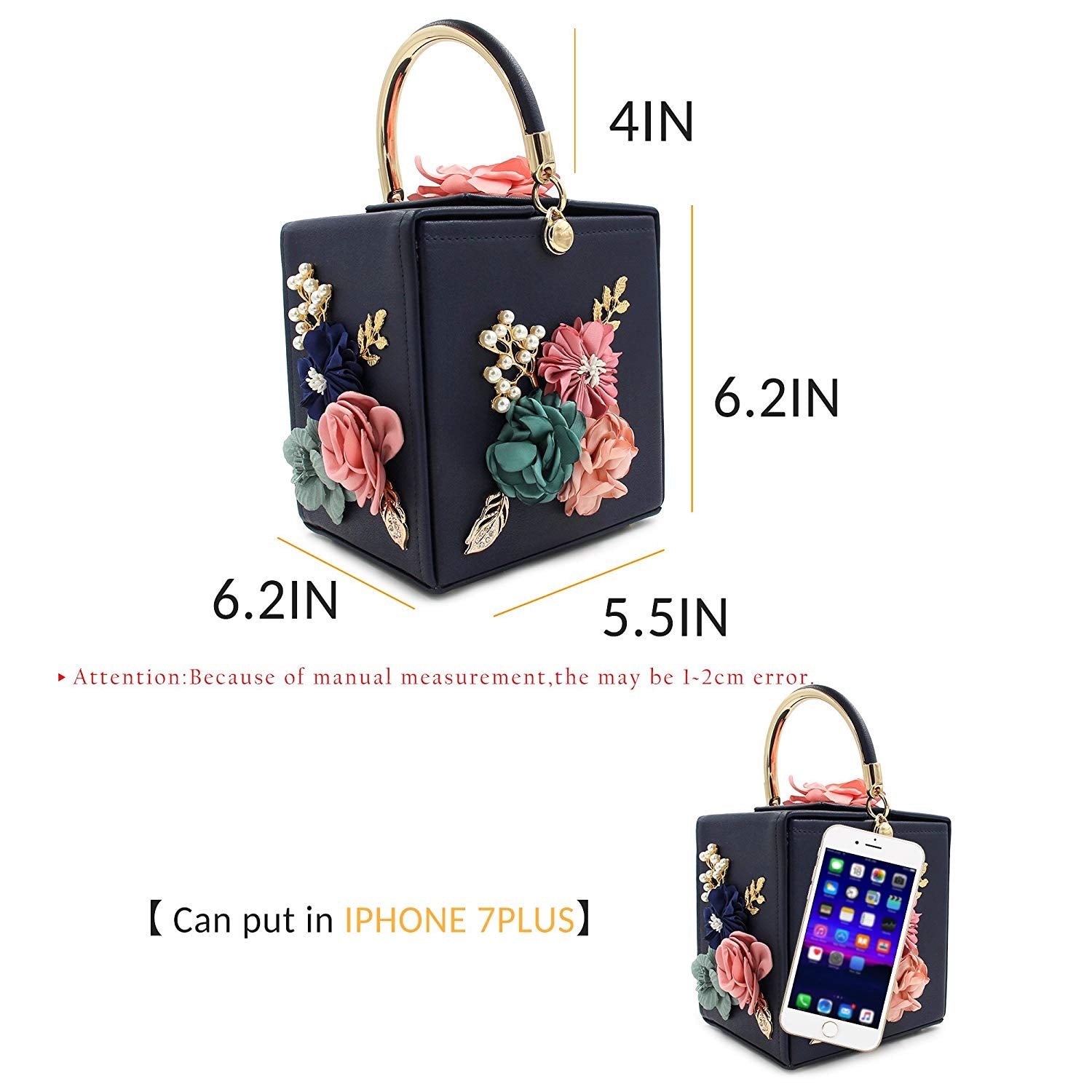 Women Clutches Flower Clutch Bag Box Clutch Purse Evening Handbag - ebowsos