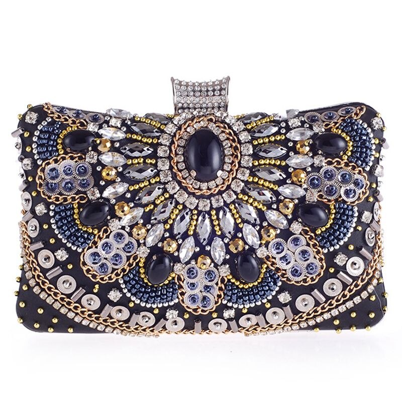 Women Evening Clutch Bag Ladies Diamond Crystal Day Clutches Purses Female Wedding Party Bridal Handbag With Chain - ebowsos