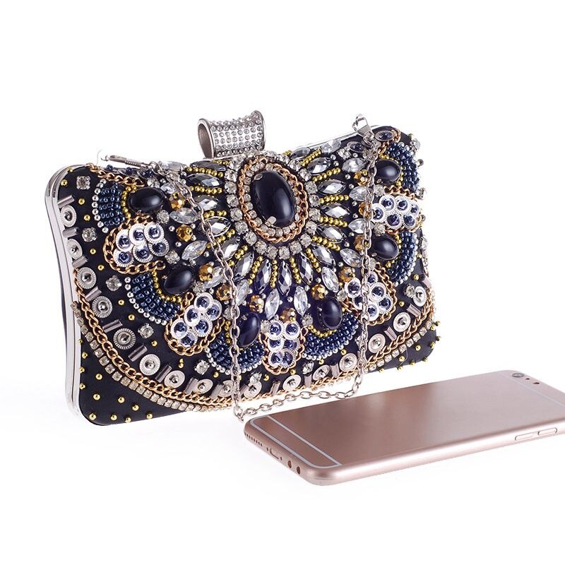 Women Evening Clutch Bag Ladies Diamond Crystal Day Clutches Purses Female Wedding Party Bridal Handbag With Chain - ebowsos