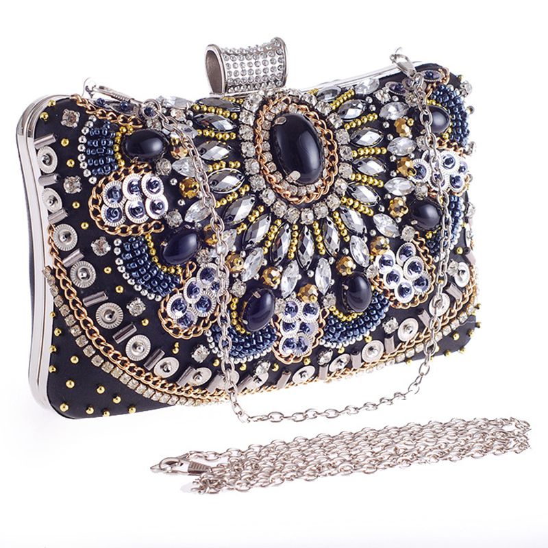 Women Evening Clutch Bag Ladies Diamond Crystal Day Clutches Purses Female Wedding Party Bridal Handbag With Chain - ebowsos