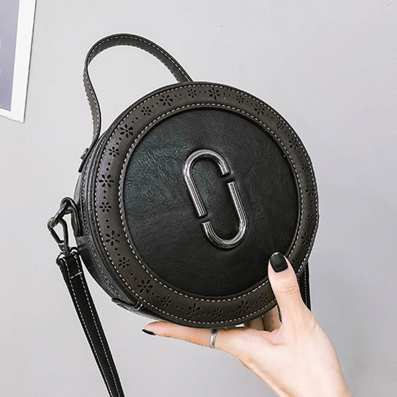 Women Fashion Handbag Hollow Out Shoulder Bag Tote Ladies Purse Hobo Bags Round Package Shoulder Bag - ebowsos