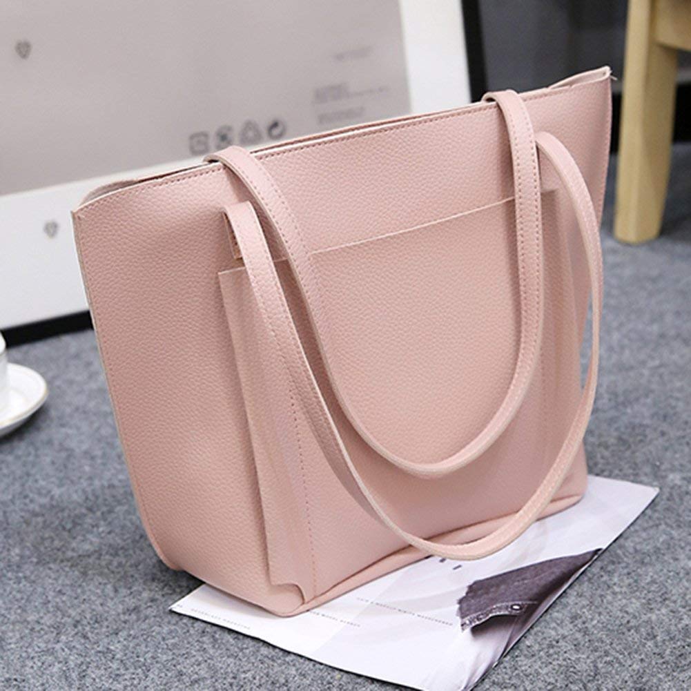 Women Fashion PU Leather Handbag Shoulder Bag Purse Card Holder 4pcs Set Tote Bags - ebowsos