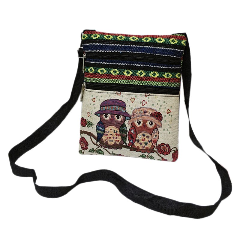 Women Girl Portable Shoulder Bag Messenger Purse Zip Owl Satchel Tote Handbag Travel Bag Canvas Satchel Canvas Bag - ebowsos
