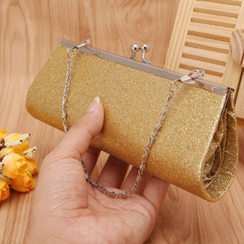 Women Glitter Clutch Purse Evening Party Wedding Banquet Handbag Shoulder Bag - ebowsos