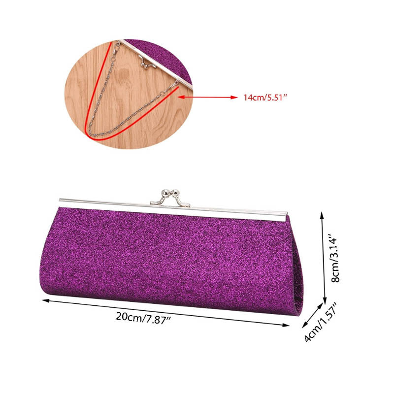 Women Glitter Clutch Purse Evening Party Wedding Banquet Handbag Shoulder Bag - ebowsos