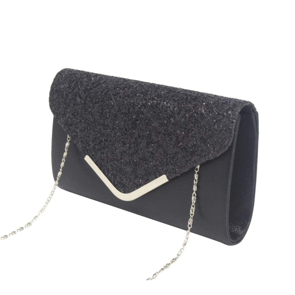 Women Glittered Envelope Clutch Purse Evening Bag Lustrous Party Handbag Shiny Shoulder Bag - ebowsos