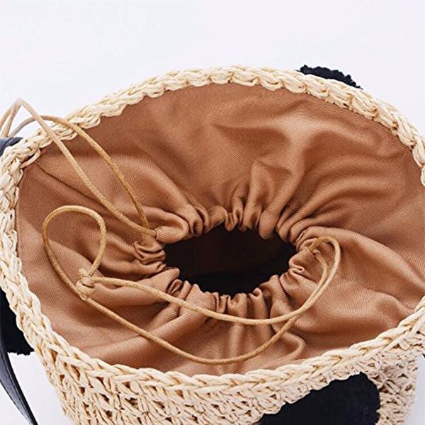 Women Handbag Straw Bags Female Women Shoulder Bag Big Totes Knitted Woven Design Bucket INS Style Casual Summer Beach Bag - ebowsos
