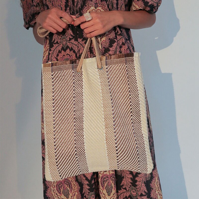 Women Korea Specials Fashionable Woven Canvas Bag Simple Woven Ethnic Wind Tote Bag - ebowsos