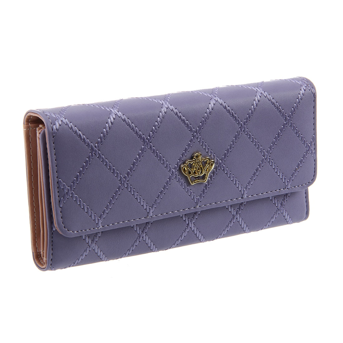 Women Lady Long Clutch Purse Bags Leather Bag Card Holder Wallet Purple Light - ebowsos