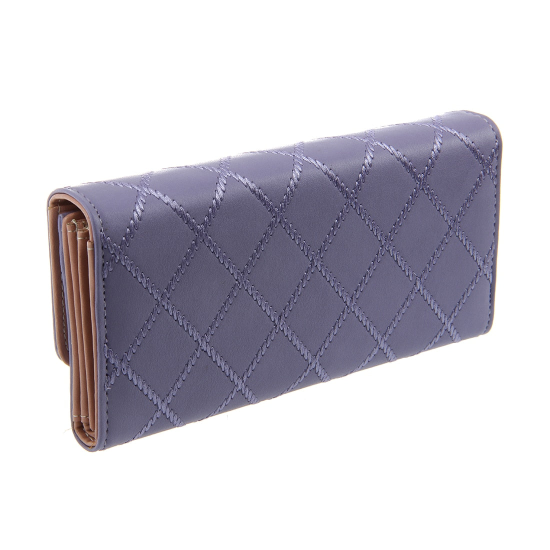 Women Lady Long Clutch Purse Bags Leather Bag Card Holder Wallet Purple Light - ebowsos