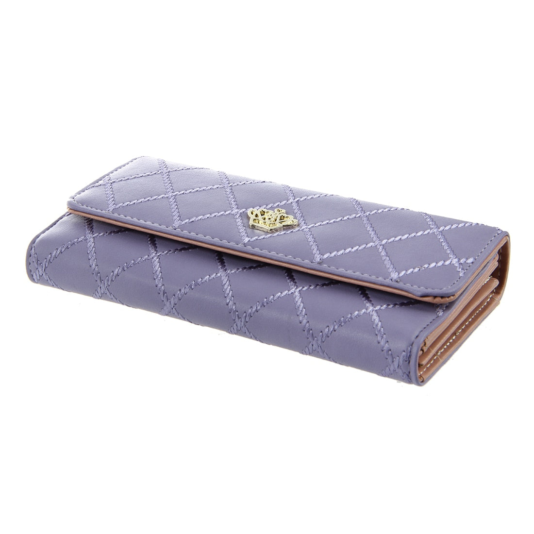 Women Lady Long Clutch Purse Bags Leather Bag Card Holder Wallet Purple Light - ebowsos