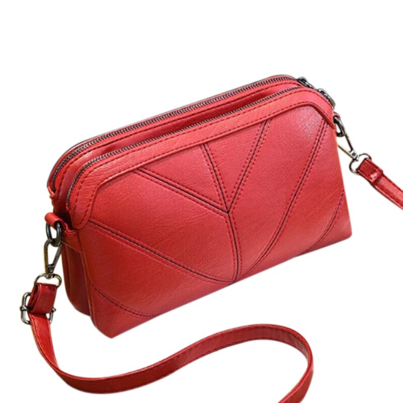 Women Leather Handbag Luxury Messenger Bag Soft Pu Leather Fashion Ladies Crossbody Bags Female Bolsas(Red) - ebowsos