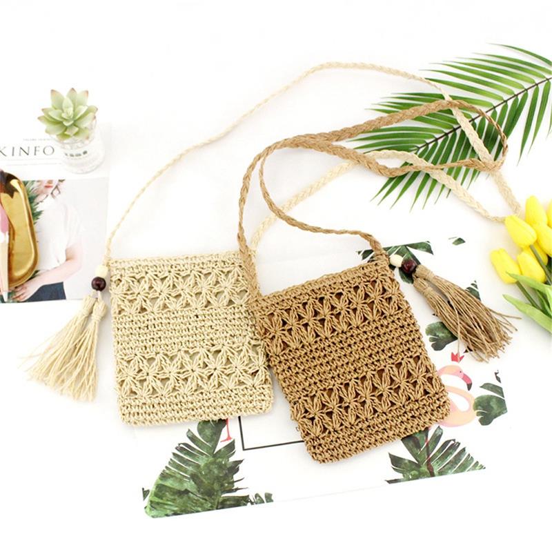 Women Messenger Bags Hollow Out Woven Single Shoulder Crossbody Tassel Beach Casual Straw Bag For Women Girl Bags - ebowsos