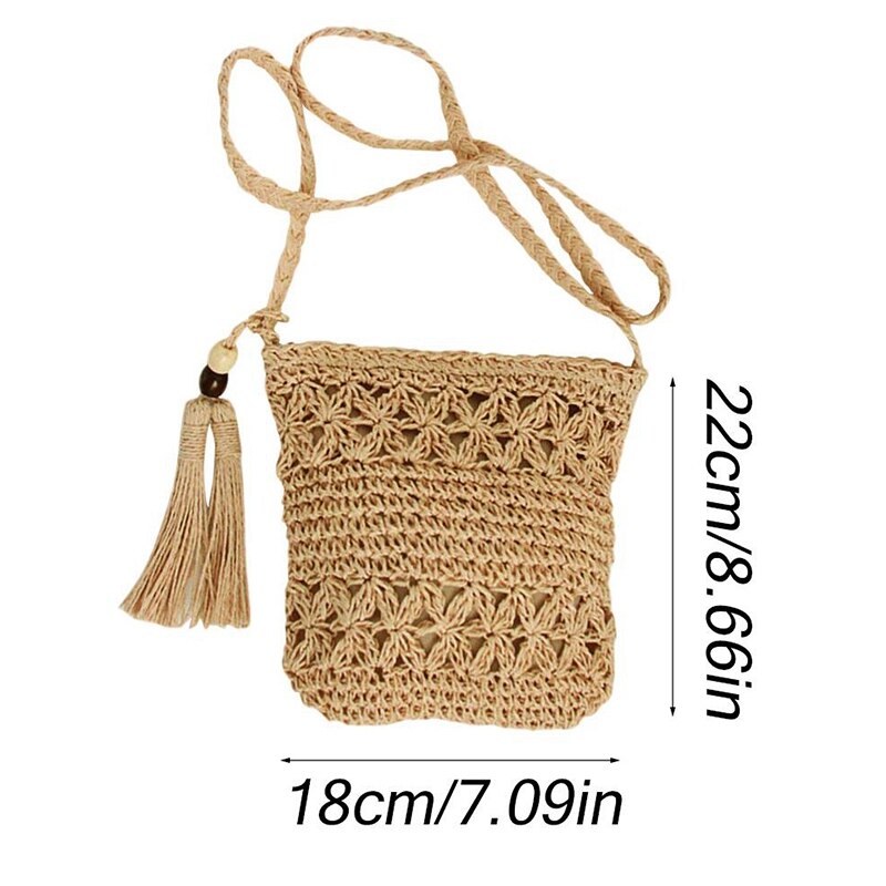 Women Messenger Bags Hollow Out Woven Single Shoulder Crossbody Tassel Beach Casual Straw Bag For Women Girl Bags - ebowsos