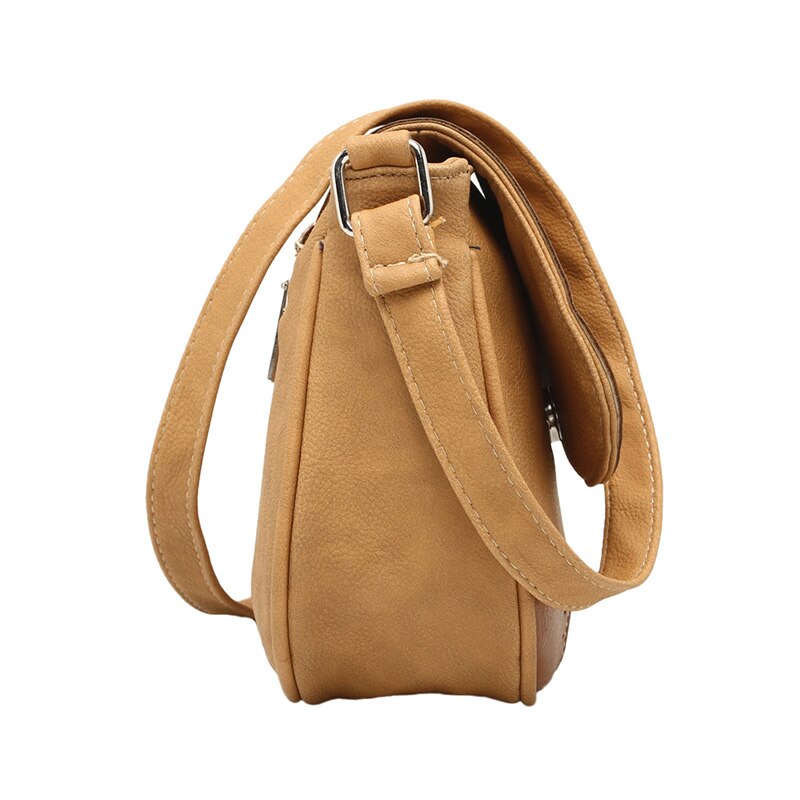 Women Messenger Bags Vintage Hollow Out Pu Leather Crossbody Shoulder Handbags Khaki - ebowsos