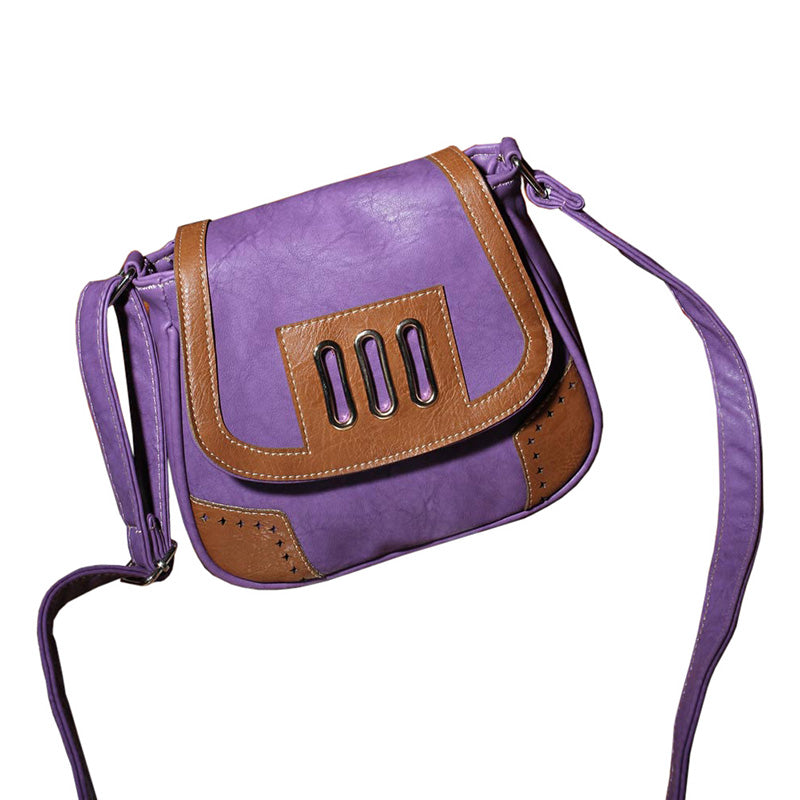 Women Messenger Bags Vintage Hollow Out Pu Leather Crossbody Shoulder Handbags Light Purple - ebowsos