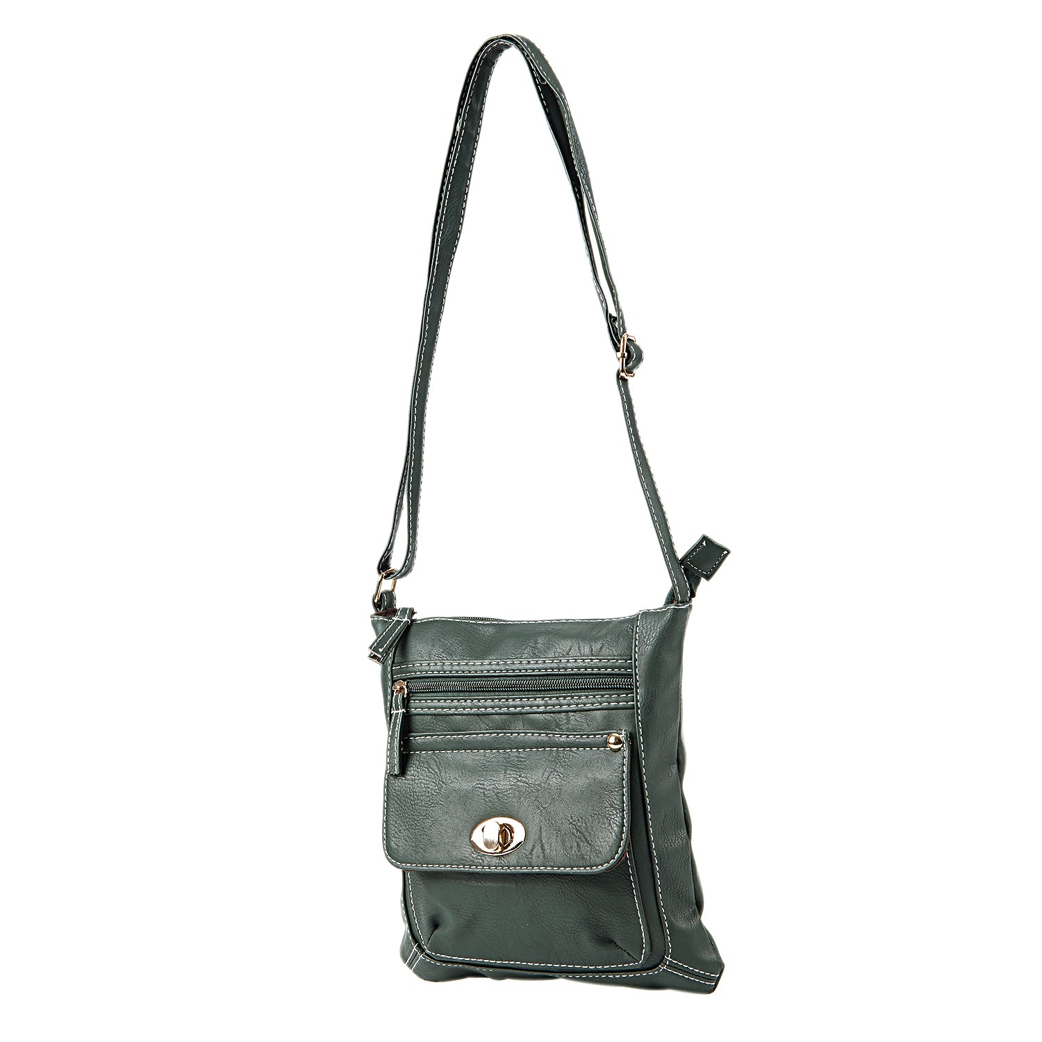 Women Portable Leather Shoulder Bag Messenger Bag 24x22cm (Green) - ebowsos