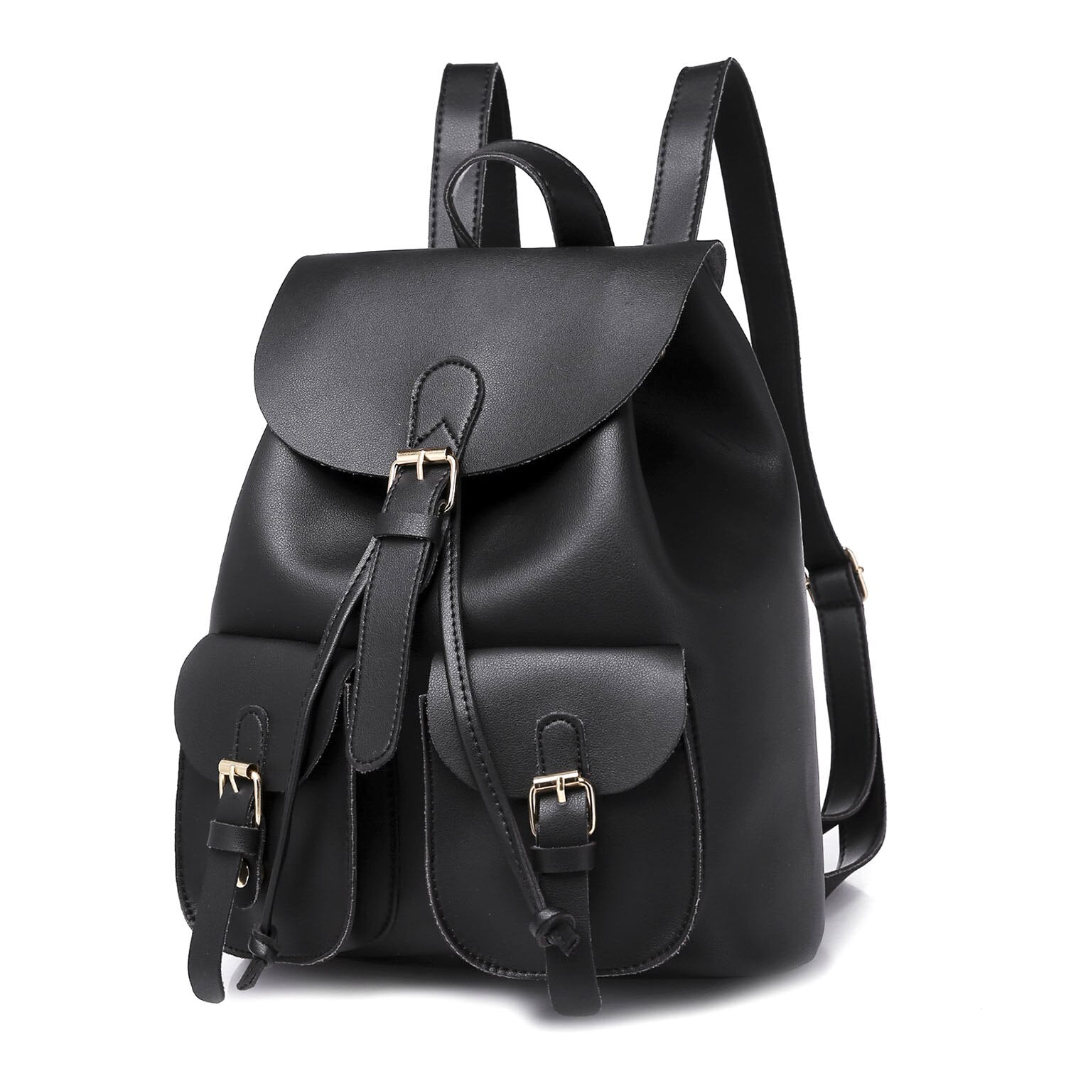 Women'S Backpack Fashion Casual Pu Leather College Wind Bag Large Capacity - ebowsos