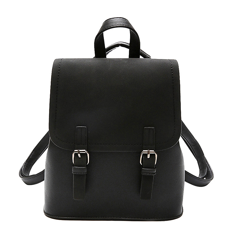 Women'S Backpack Scrub Pu Leather Shoulder Simple Contrast Backpack - ebowsos