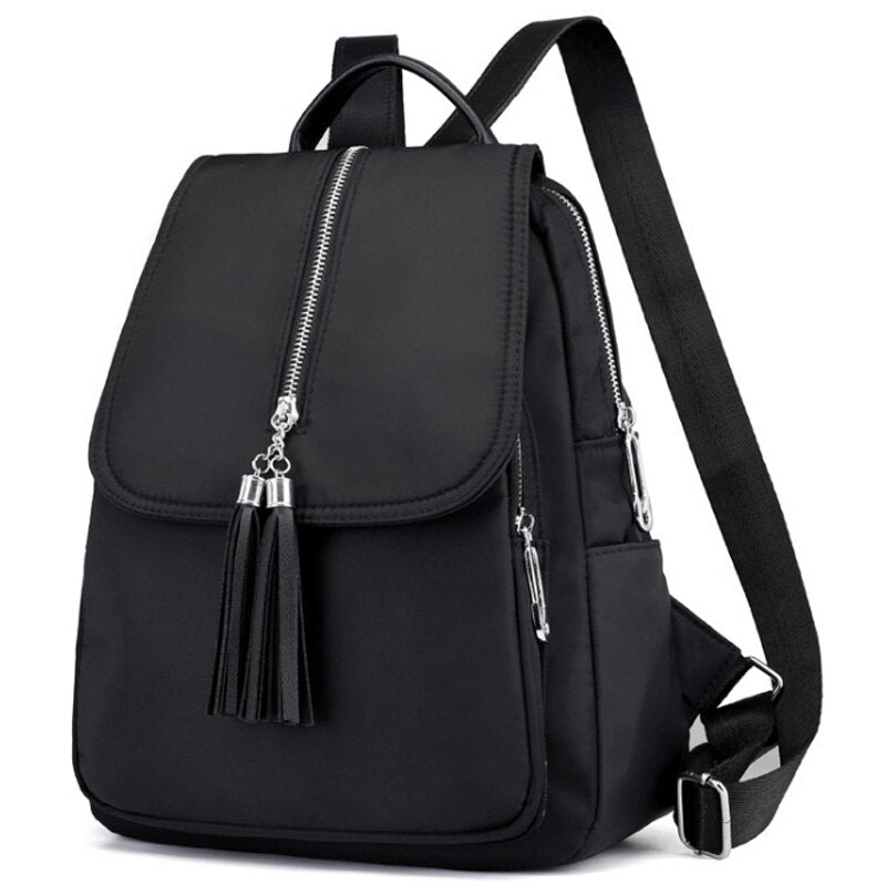 Women'S Backpack Wild Tassel Oxford Cloth Shoulder Small Backpack Waterproof - ebowsos