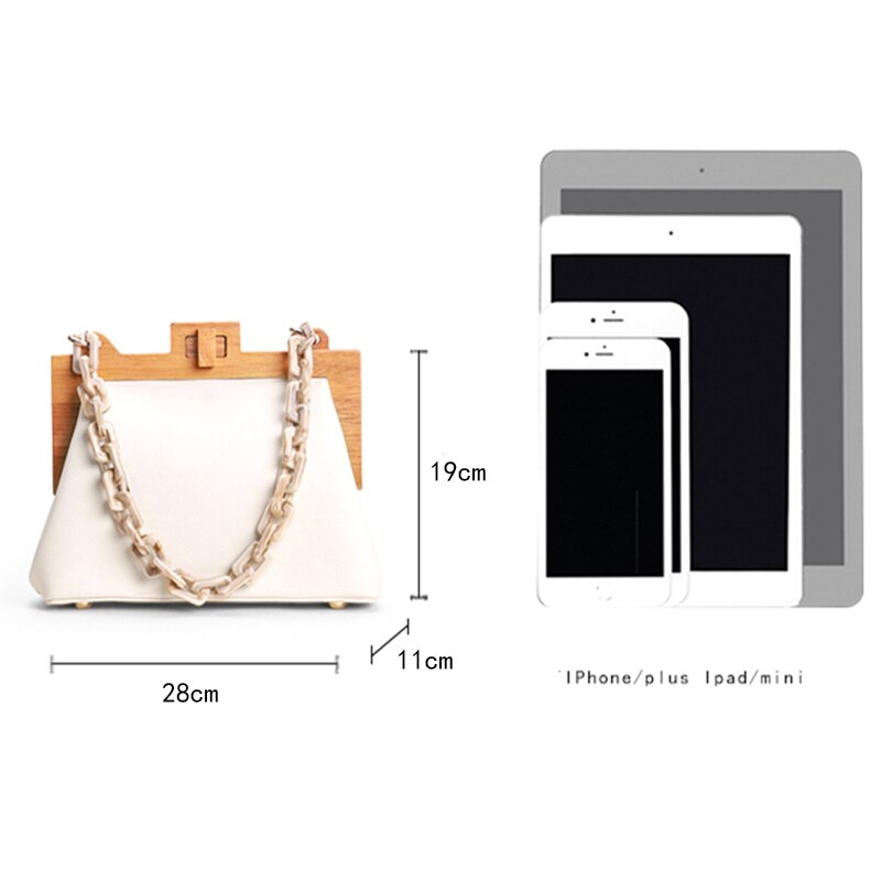 Women'S Box Bag Bucket Bag Wooden Clip Evening Bag Ins Acrylic Chain Luxury Handbag Banquet Party Purse Shoulder Bag - ebowsos