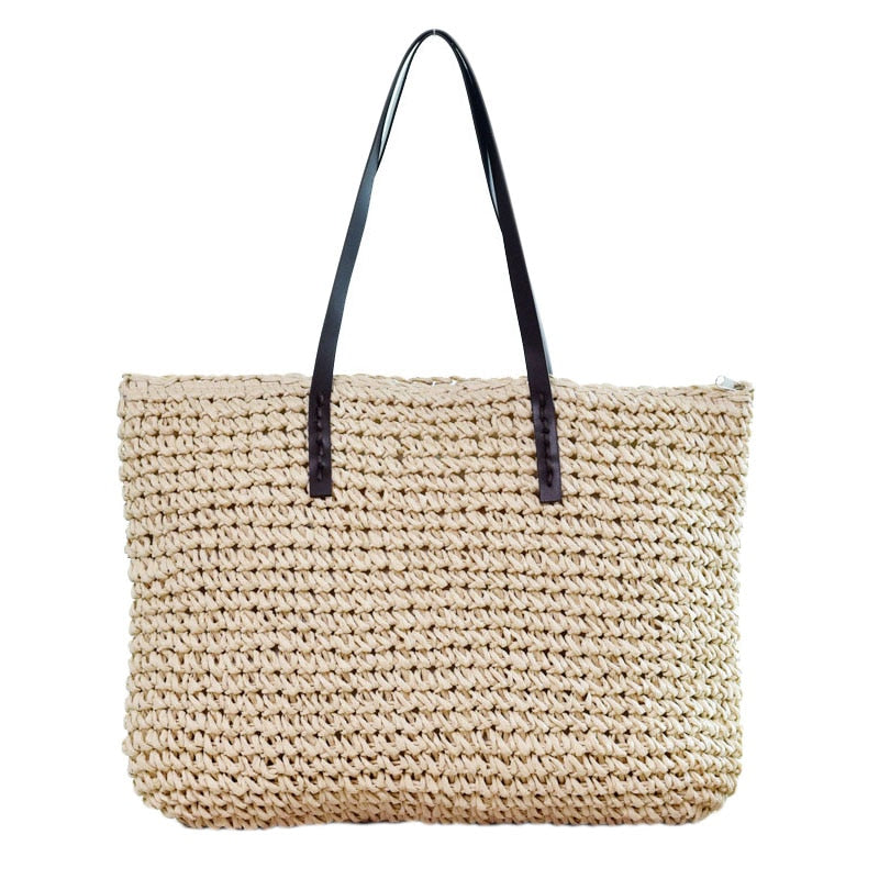 Women'S Classic Straw Summer Beach Sea Shoulder Bag Handbag Tote - ebowsos