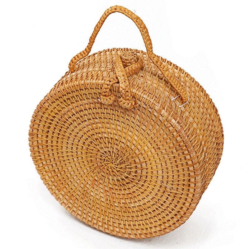 Women'S Handbags Circle Beach Handwoven Bali Round Retro Rattan Straw - ebowsos