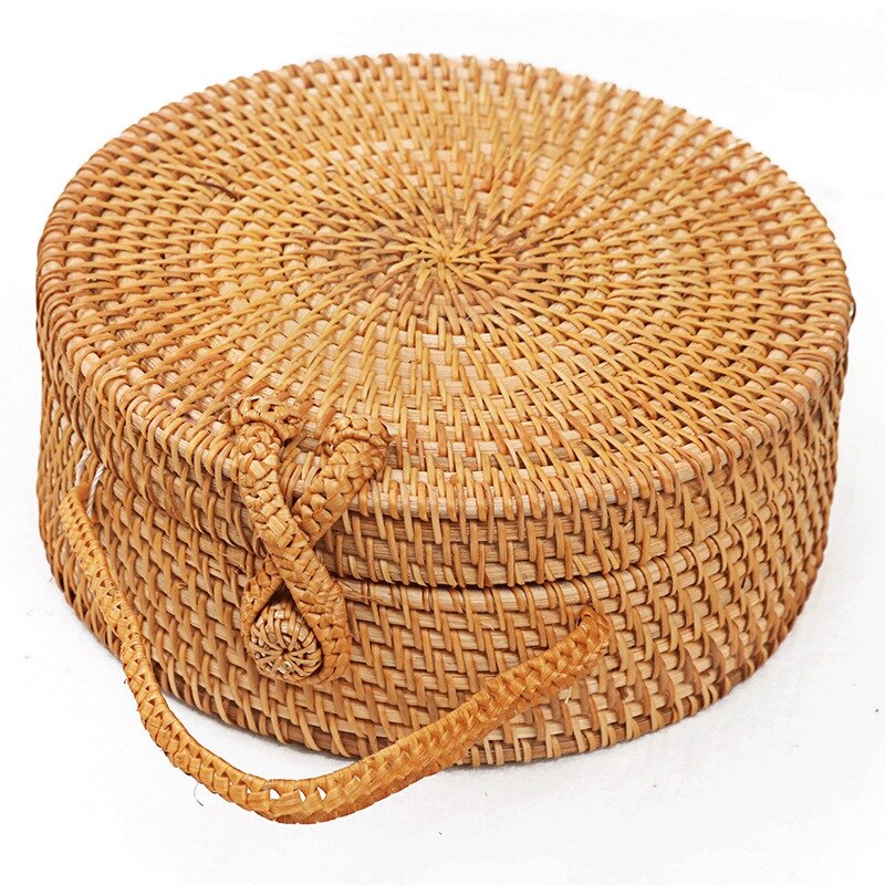 Women'S Handbags Circle Beach Handwoven Bali Round Retro Rattan Straw - ebowsos