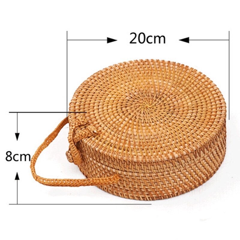 Women'S Handbags Circle Beach Handwoven Bali Round Retro Rattan Straw - ebowsos