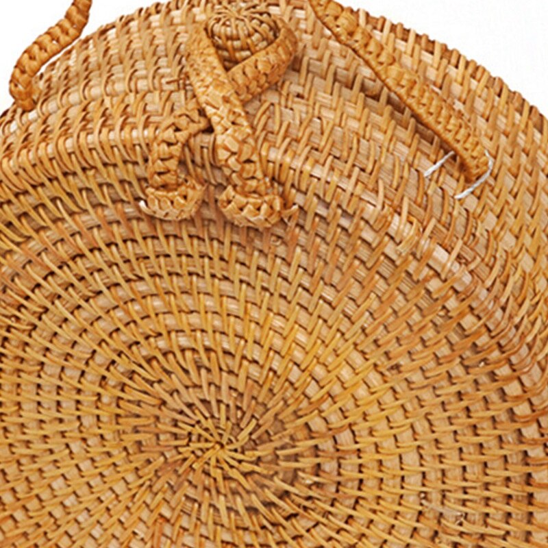 Women'S Handbags Circle Beach Handwoven Bali Round Retro Rattan Straw - ebowsos