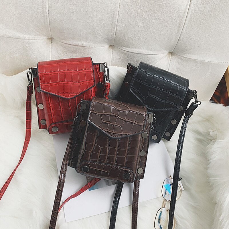 Women'S Mini Shoulder Bag Stone Pattern Mini Square Bag Tide Shoulder Shoulder Messenger Bag Mobile Wallet Bag - ebowsos