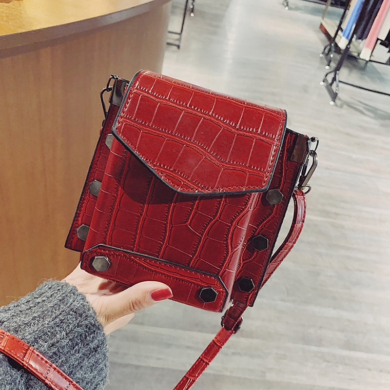 Women'S Mini Shoulder Bag Stone Pattern Mini Square Bag Tide Shoulder Shoulder Messenger Bag Mobile Wallet Bag - ebowsos