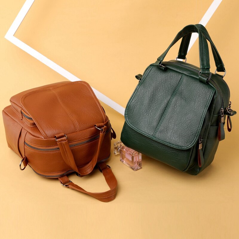 Women'S New Summer Multifunction Handbag Female Fashion PU Personality Retro Small Shoulder Messenger Bag Handbag - ebowsos